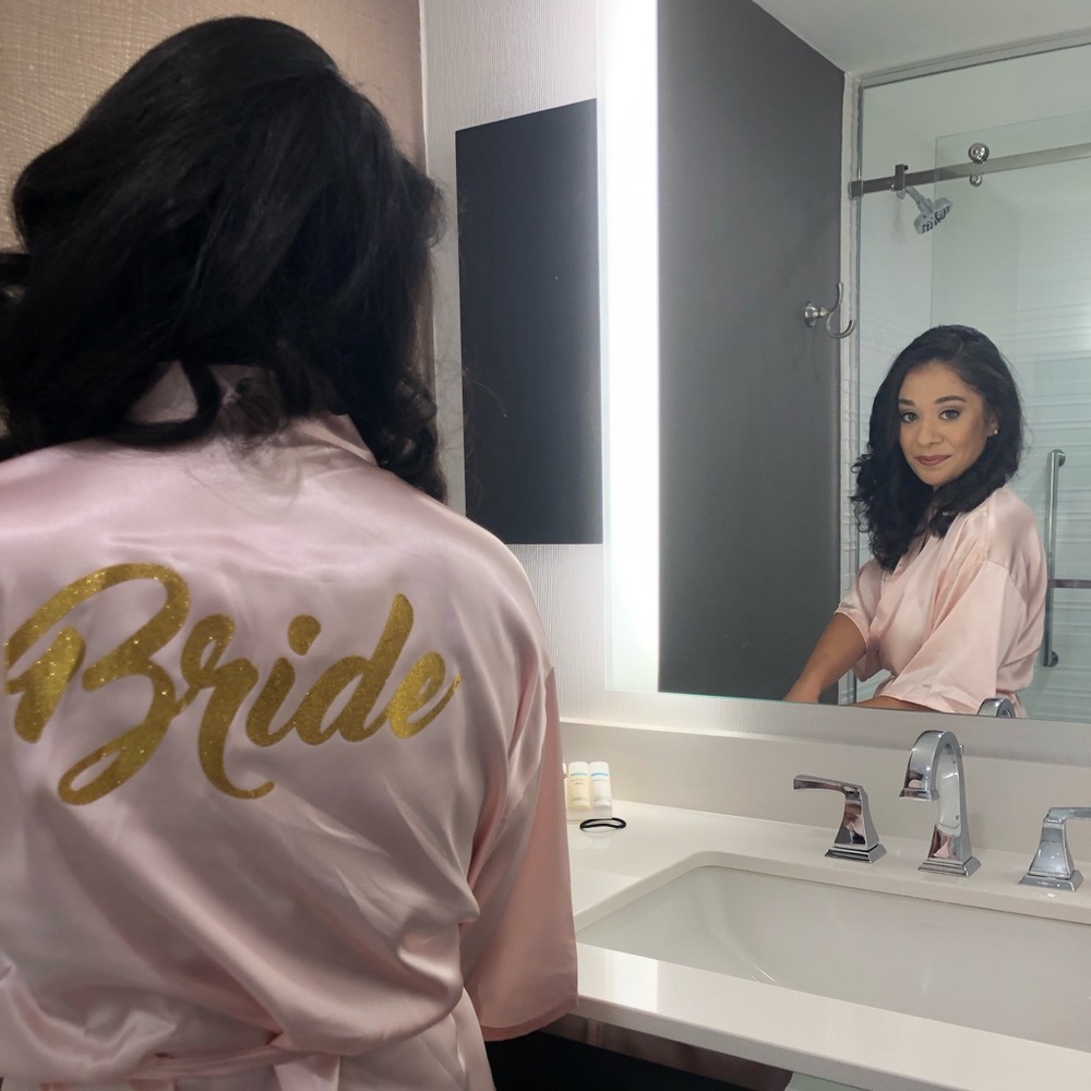 Small Blush Pink & Gold Bridal Robe- Worn Once!